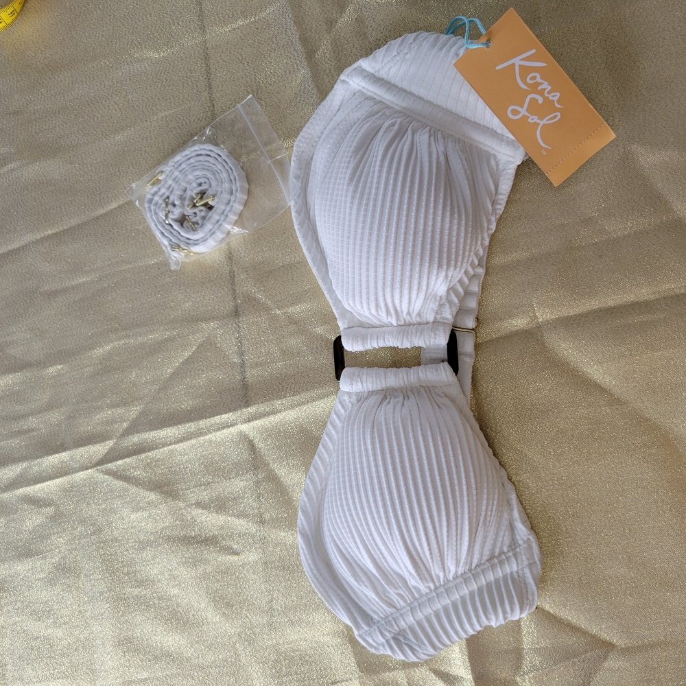 Kona Sol Cream Ribbed Bikini Top